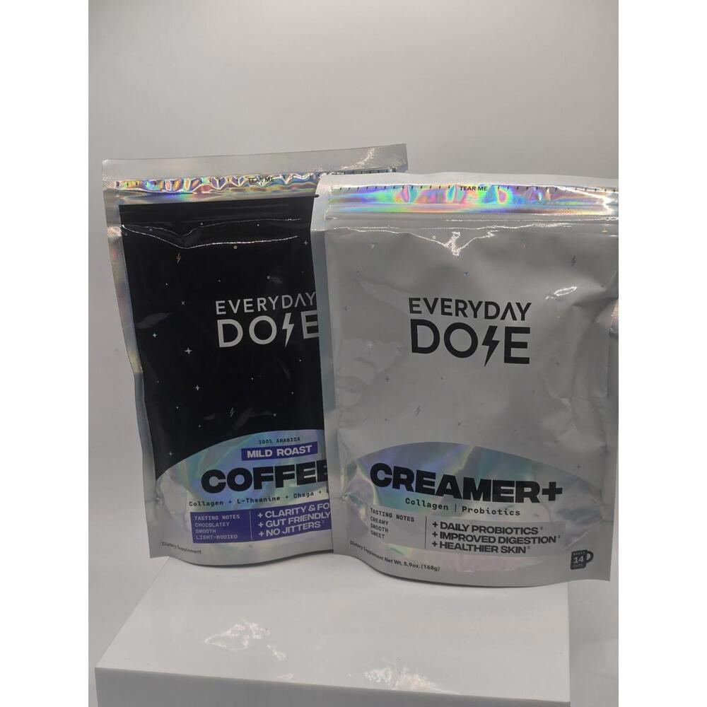 Everyday Dose 7.7oz Mild Roast Mushroom Coffee AND 5.9oz Creamer+ W/ Collagen